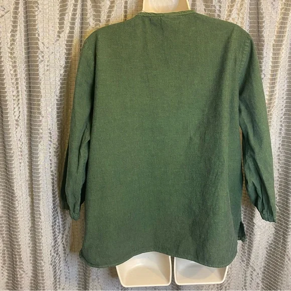 Hunter Green Caribbean Joe Bohemian Top XL - Picture 2 of 6